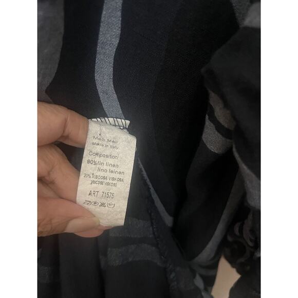 Meo Meli Women’s One Size Blue Linen Midi Maxi Button Up Roll Tab Shirt Dress - Picture 9 of 9